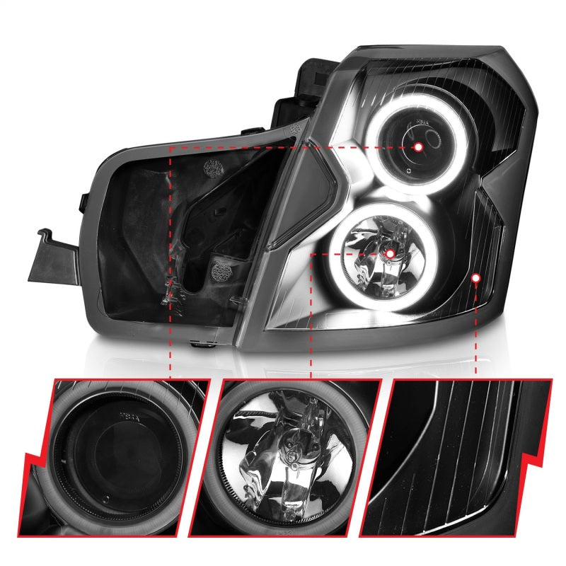 ANZO 2003-2007 Cadillac Cts Projector Headlights w/ Halo Black (CCFL)