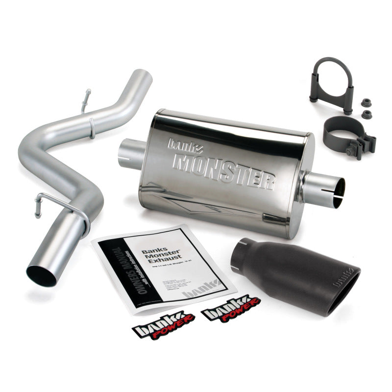 Banks Power 97-99 Jeep 2.5/4.0L Wrangler Slip Fit Cat Monster Exh Sys - SS Single Exh w/ Blk Tip