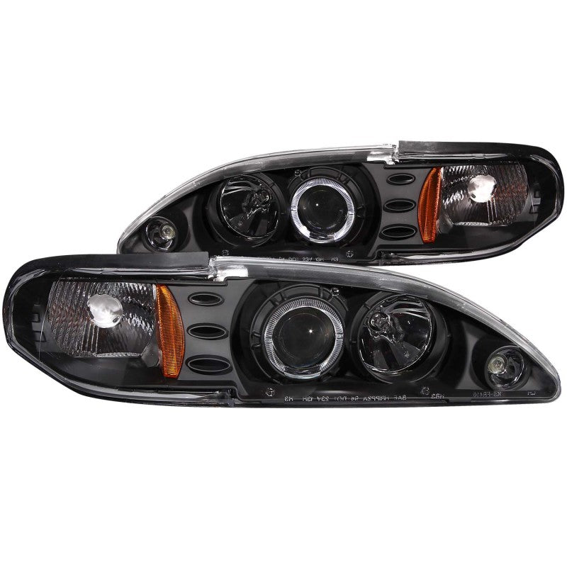 ANZO 1994-1998 Ford Mustang Projector Headlights w/ Halo Black 1pc