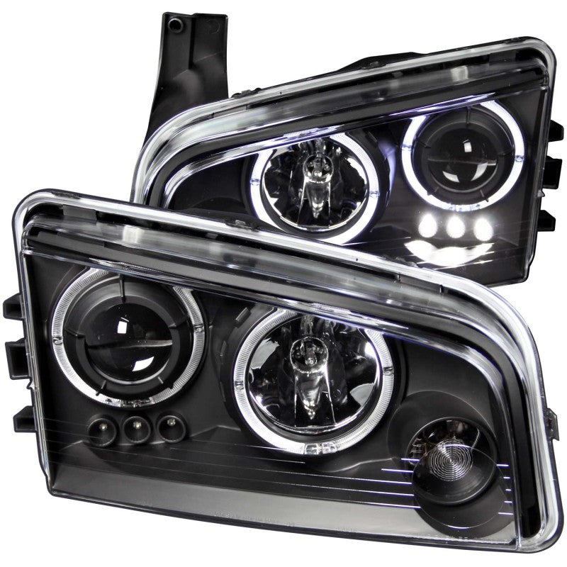 ANZO 2006-2010 Dodge Charger Projector Headlights w/ Halo Black