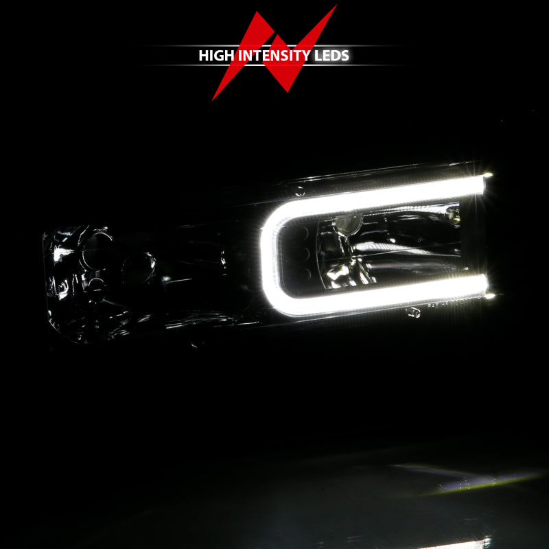 ANZO 1999-2000 Cadillac Escalade Crystal Headlights Light Bar Black Housing (Pair)